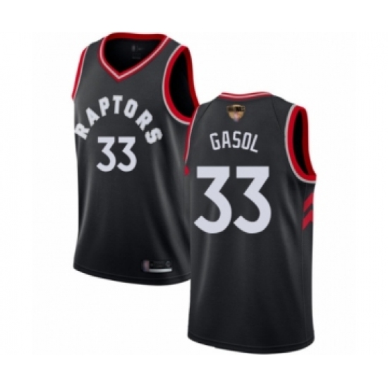 Women's Toronto Raptors 33 Marc Gasol Swingman Black 2019 Basketball Finals Bound Jersey Statement Edition