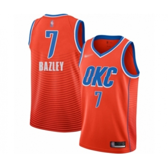 Men's Oklahoma City Thunder 7 Darius Bazley Authentic Orange Finished Basketball Jersey - Statement Edition