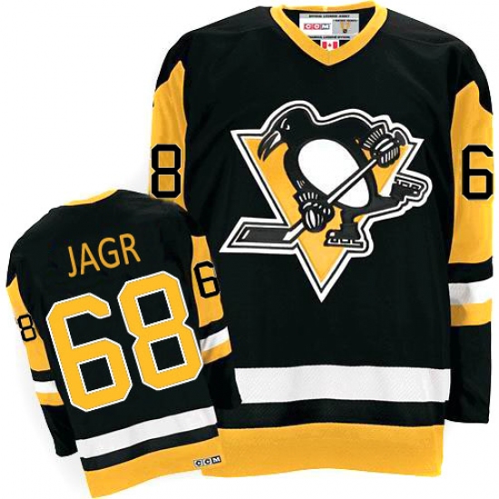 Men's CCM Pittsburgh Penguins 68 Jaromir Jagr Authentic Black Throwback NHL Jersey