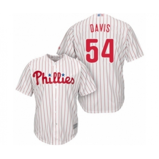 Youth Philadelphia Phillies 54 Austin Davis Authentic White Red Strip Home Cool Base Baseball Player Jersey