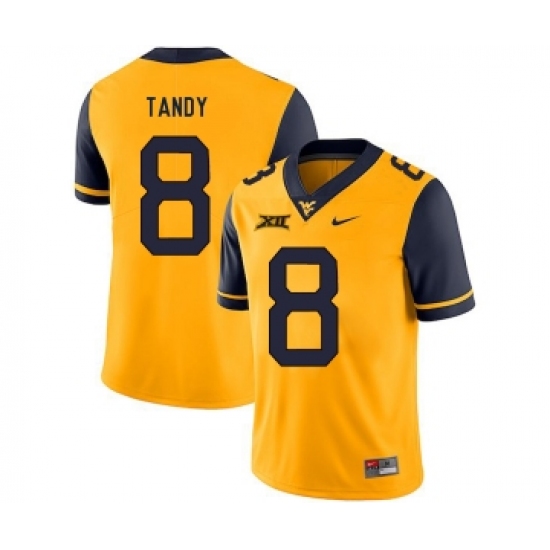 West Virginia Mountaineers 8 Keith Tandy Gold College Football Jersey