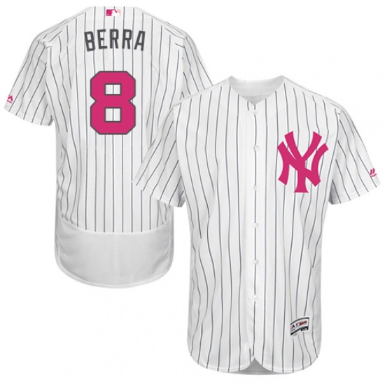 Men's Majestic New York Yankees 8 Yogi Berra Authentic White 2016 Mother's Day Fashion Flex Base MLB Jersey