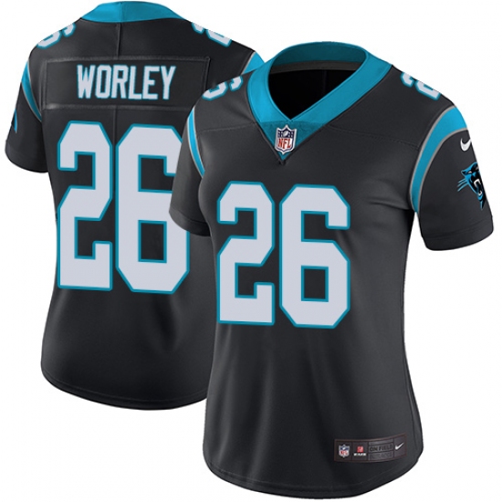 Women's Nike Carolina Panthers 26 Daryl Worley Black Team Color Vapor Untouchable Limited Player NFL Jersey