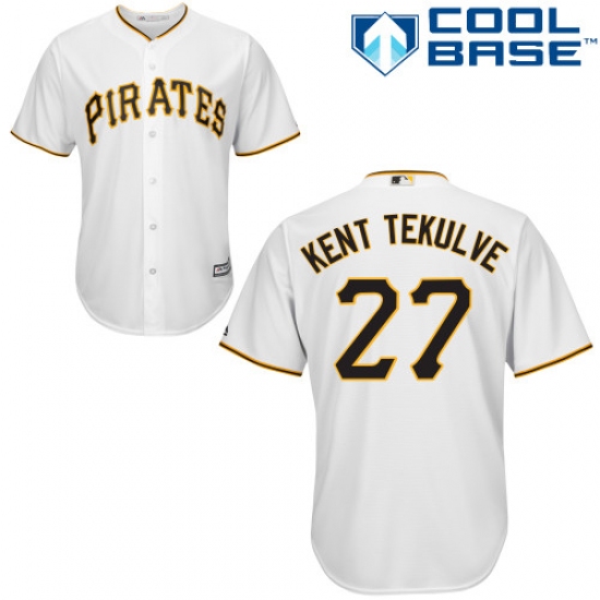 Men's Majestic Pittsburgh Pirates 27 Kent Tekulve Replica White Home Cool Base MLB Jersey