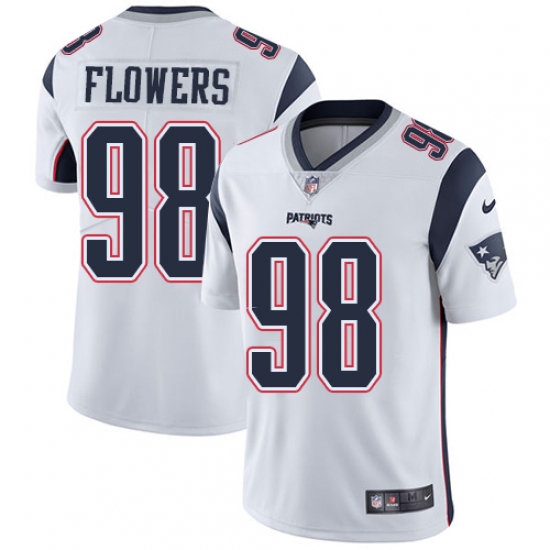 Men's Nike New England Patriots 98 Trey Flowers White Vapor Untouchable Limited Player NFL Jersey