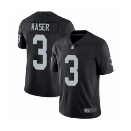 Men's Oakland Raiders 3 Drew Kaser Black Team Color Vapor Untouchable Limited Player Football Jersey