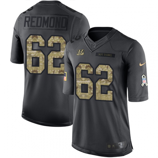 Men's Nike Cincinnati Bengals 62 Alex Redmond Limited Black 2016 Salute to Service NFL Jersey