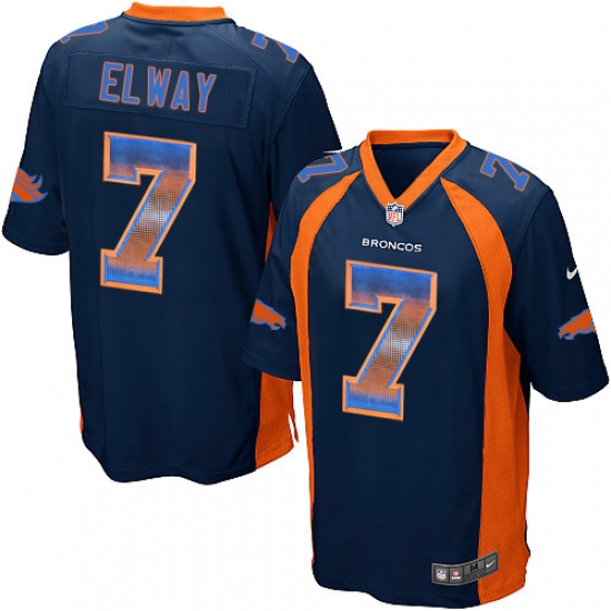 Youth Nike Denver Broncos 7 John Elway Limited Navy Blue Strobe NFL Jersey