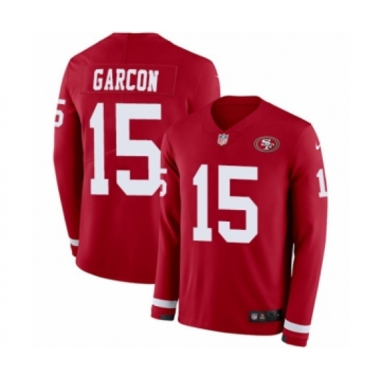 Men's Nike San Francisco 49ers 15 Pierre Garcon Limited Red Therma Long Sleeve NFL Jersey