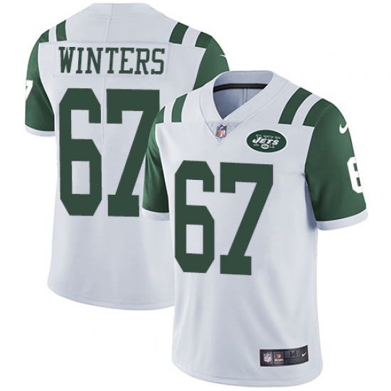 Men's Nike New York Jets 67 Brian Winters White Vapor Untouchable Limited Player NFL Jersey