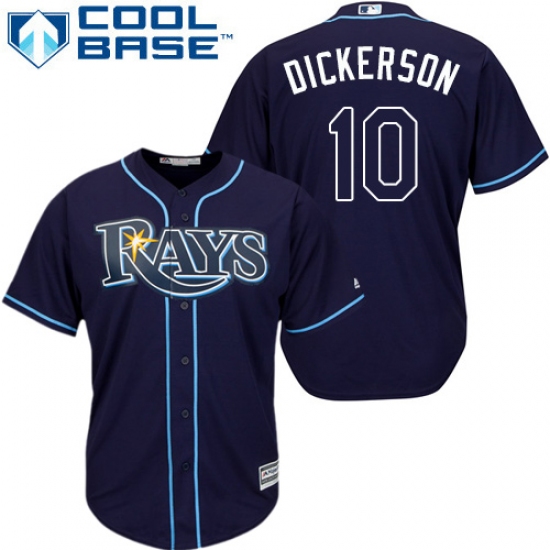 Youth Majestic Tampa Bay Rays 10 Corey Dickerson Authentic Navy Blue Alternate Cool Base MLB Jersey