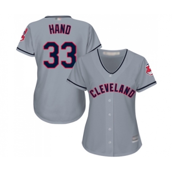 Women's Cleveland Indians 33 Brad Hand Replica Grey Road Cool Base Baseball Jersey