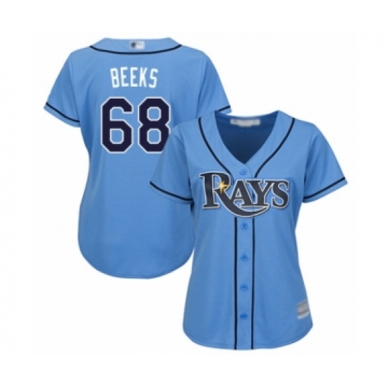 Women's Tampa Bay Rays 68 Jalen Beeks Authentic Light Blue Alternate 2 Cool Base Baseball Player Jersey