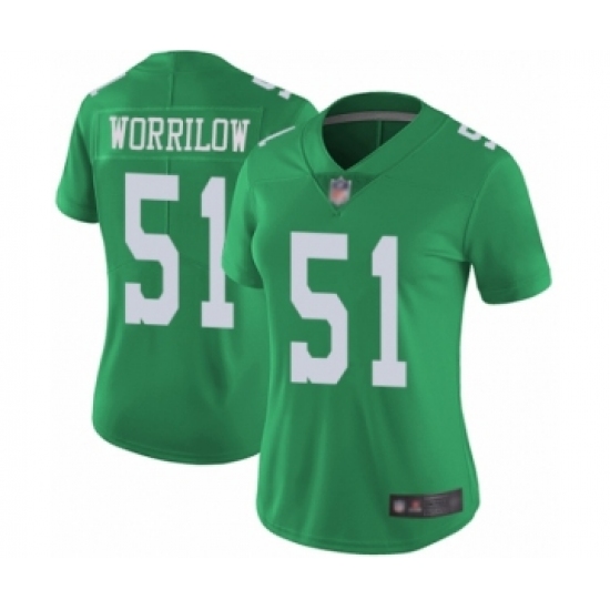 Women's Philadelphia Eagles 51 Paul Worrilow Limited Green Rush Vapor Untouchable Football Jersey