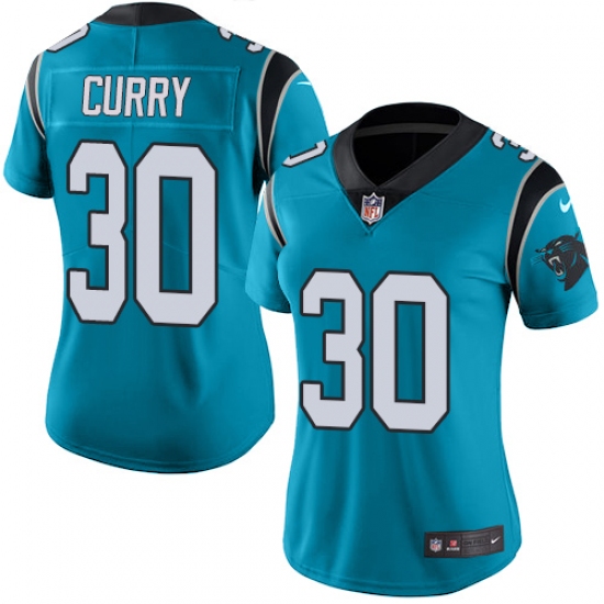 Women's Nike Carolina Panthers 30 Stephen Curry Blue Alternate Vapor Untouchable Limited Player NFL Jersey