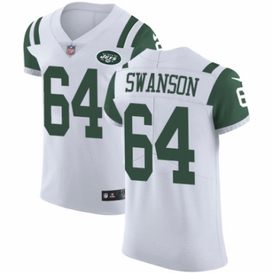 Men's Nike New York Jets 64 Travis Swanson White Vapor Untouchable Elite Player NFL Jersey