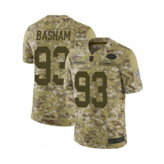 Youth New York Jets 93 Tarell Basham Limited Camo 2018 Salute to Service Football Jersey