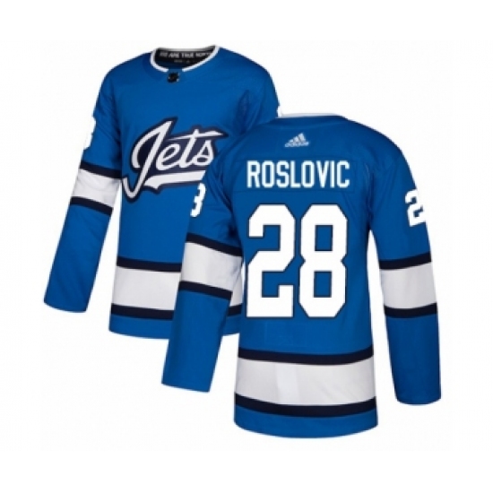 Youth Adidas Winnipeg Jets 28 Jack Roslovic Authentic Blue Alternate NHL Jersey