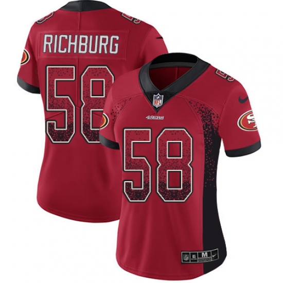 Women's Nike San Francisco 49ers 58 Weston Richburg Limited Red Rush Drift Fashion NFL Jersey