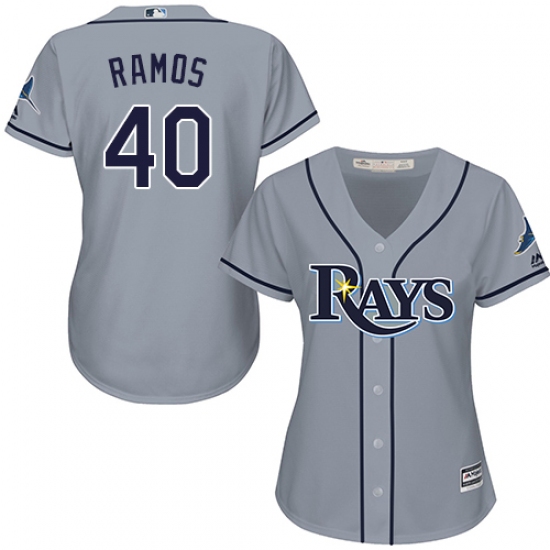 Women's Majestic Tampa Bay Rays 40 Wilson Ramos Authentic Grey Road Cool Base MLB Jersey