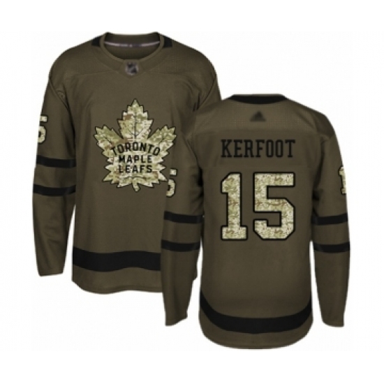 Men's Toronto Maple Leafs 15 Alexander Kerfoot Authentic Green Salute to Service Hockey Jersey