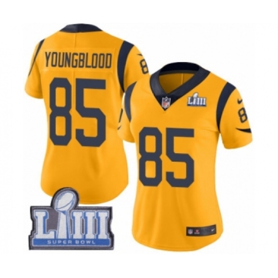 Women's Nike Los Angeles Rams 85 Jack Youngblood Limited Gold Rush Vapor Untouchable Super Bowl LIII Bound NFL Jersey