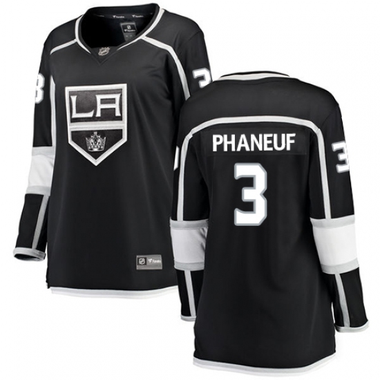 Women's Los Angeles Kings 3 Dion Phaneuf Authentic Black Home Fanatics Branded Breakaway NHL Jersey