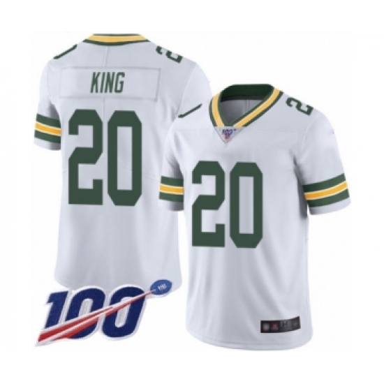 Men's Green Bay Packers 20 Kevin King White Vapor Untouchable Limited Player 100th Season Football Jersey