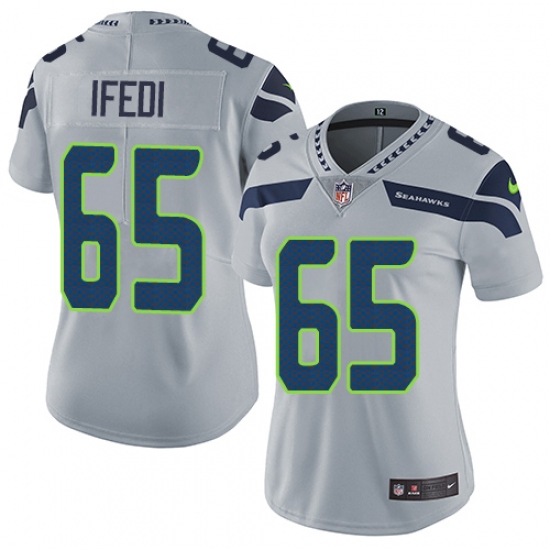 Women's Nike Seattle Seahawks 65 Germain Ifedi Grey Alternate Vapor Untouchable Limited Player NFL Jersey