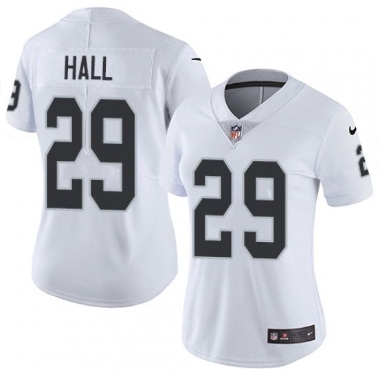 Women Nike Oakland Raiders 29 Leon Hall White Vapor Untouchable Limited Player NFL Jersey