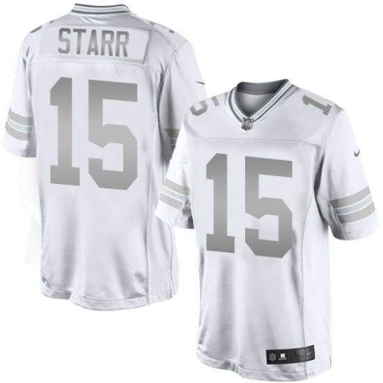 Men's Nike Green Bay Packers 15 Bart Starr Limited White Platinum NFL Jersey