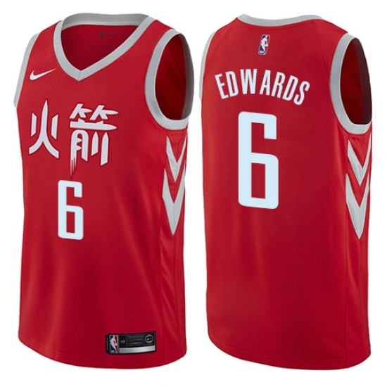 Men's Nike Houston Rockets 6 Vincent Edwards Swingman Red NBA Jersey - City Edition