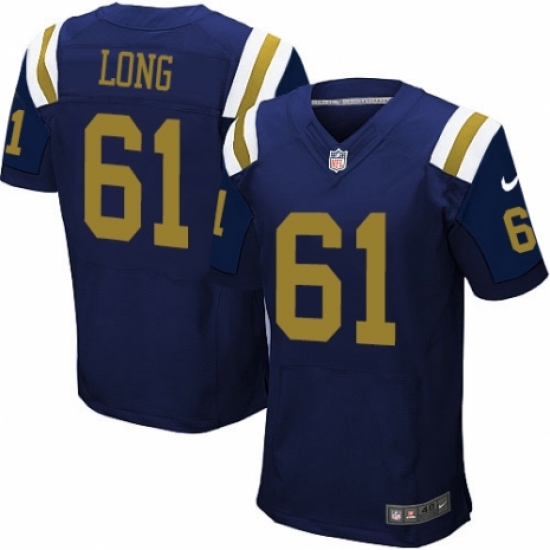 Men's Nike New York Jets 61 Spencer Long Elite Navy Blue Alternate NFL Jersey