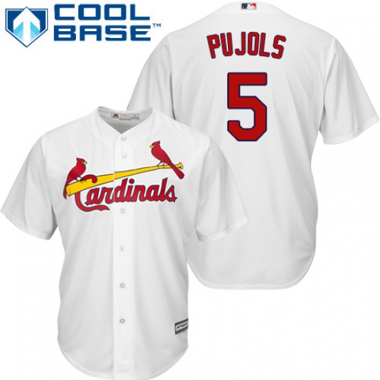 Youth Majestic St. Louis Cardinals 5 Albert Pujols Authentic White Home Cool Base MLB Jersey