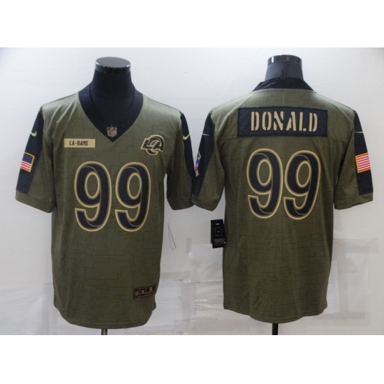 Men's Los Angeles Rams 99 Aaron Donald Nike Olive 2021 Salute To Service Limited Player Jersey