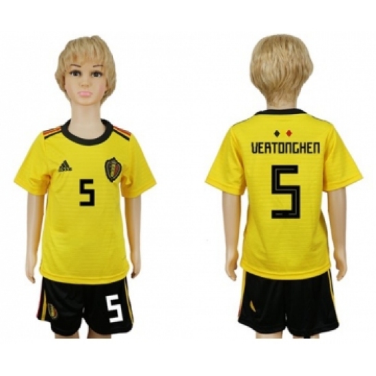 Belgium 5 Vertonghen Away Kid Soccer Country Jersey