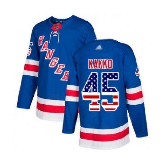 Youth New York Rangers 45 Kaapo Kakko Authentic Royal Blue USA Flag Fashion Hockey Jersey