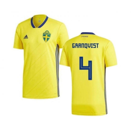 Sweden 4 Granqvist Home Kid Soccer Country Jersey