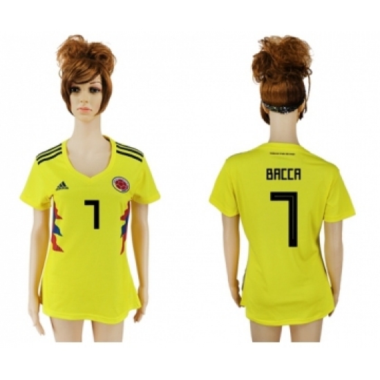 Women's Colombia 7 Bacca Home Soccer Country Jersey