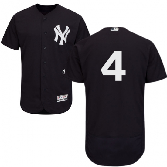 Men's Majestic New York Yankees 4 Lou Gehrig Navy Blue Alternate Flex Base Authentic Collection MLB Jersey