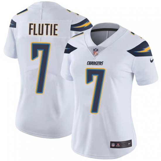 Women's Nike Los Angeles Chargers 7 Doug Flutie White Vapor Untouchable Limited Player NFL Jersey