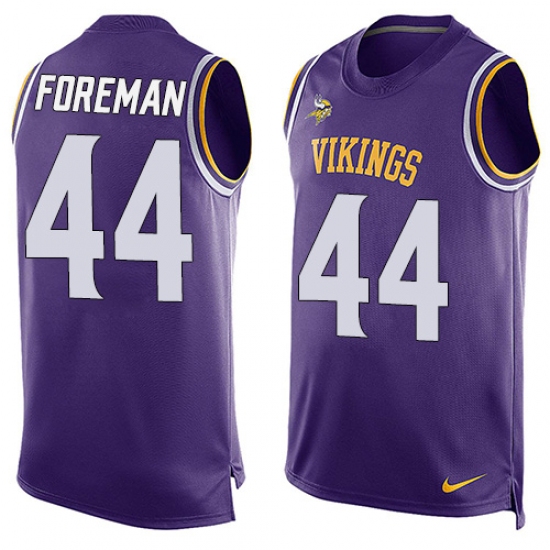 Men's Nike Minnesota Vikings 44 Chuck Foreman Limited Purple Player Name & Number Tank Top NFL Jersey