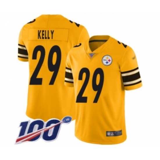 Youth Pittsburgh Steelers 29 Kam Kelly Limited Gold Inverted Legend 100th Season Football Jersey