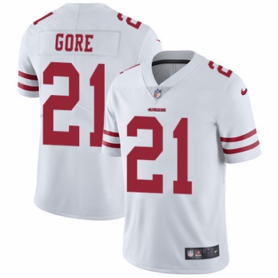 Youth Nike San Francisco 49ers 21 Frank Gore White Vapor Untouchable Elite Player NFL Jersey