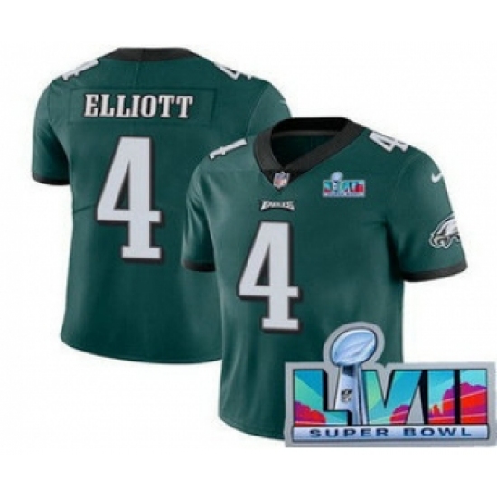 Men's Philadelphia Eagles 4 Jake Elliott Limited Green Super Bowl LVII Vapor Jersey