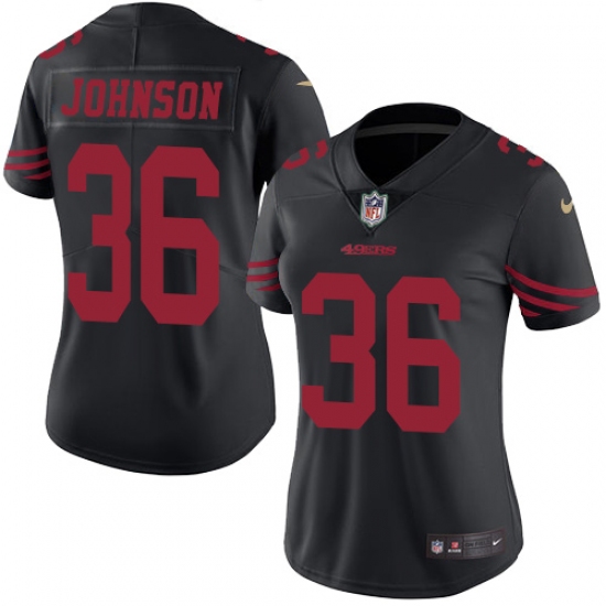 Women's Nike San Francisco 49ers 36 Dontae Johnson Limited Black Rush Vapor Untouchable NFL Jersey