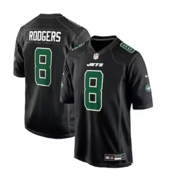 Men's New York Jets 8 Aaron Rodgers Black Fashion Game Limited Jersey