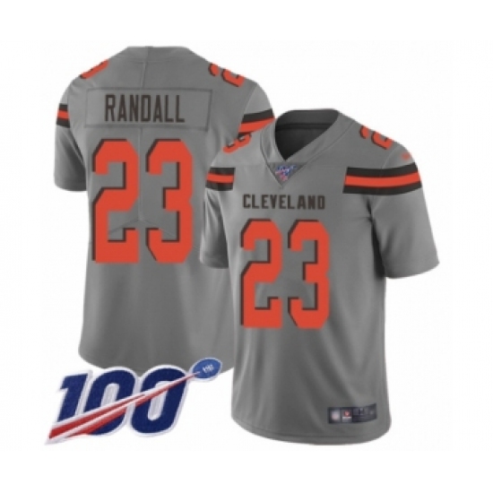 Men's Cleveland Browns 23 Damarious Randall Limited Gray Inverted Legend 100th Season Football Jersey