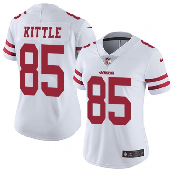 Women's Nike San Francisco 49ers 85 George Kittle White Vapor Untouchable Elite Player NFL Jersey