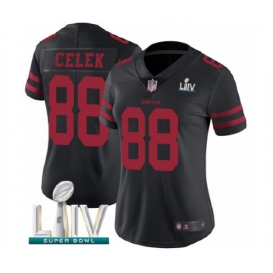 Women's San Francisco 49ers 88 Garrett Celek Black Vapor Untouchable Limited Player Super Bowl LIV Bound Football Jersey